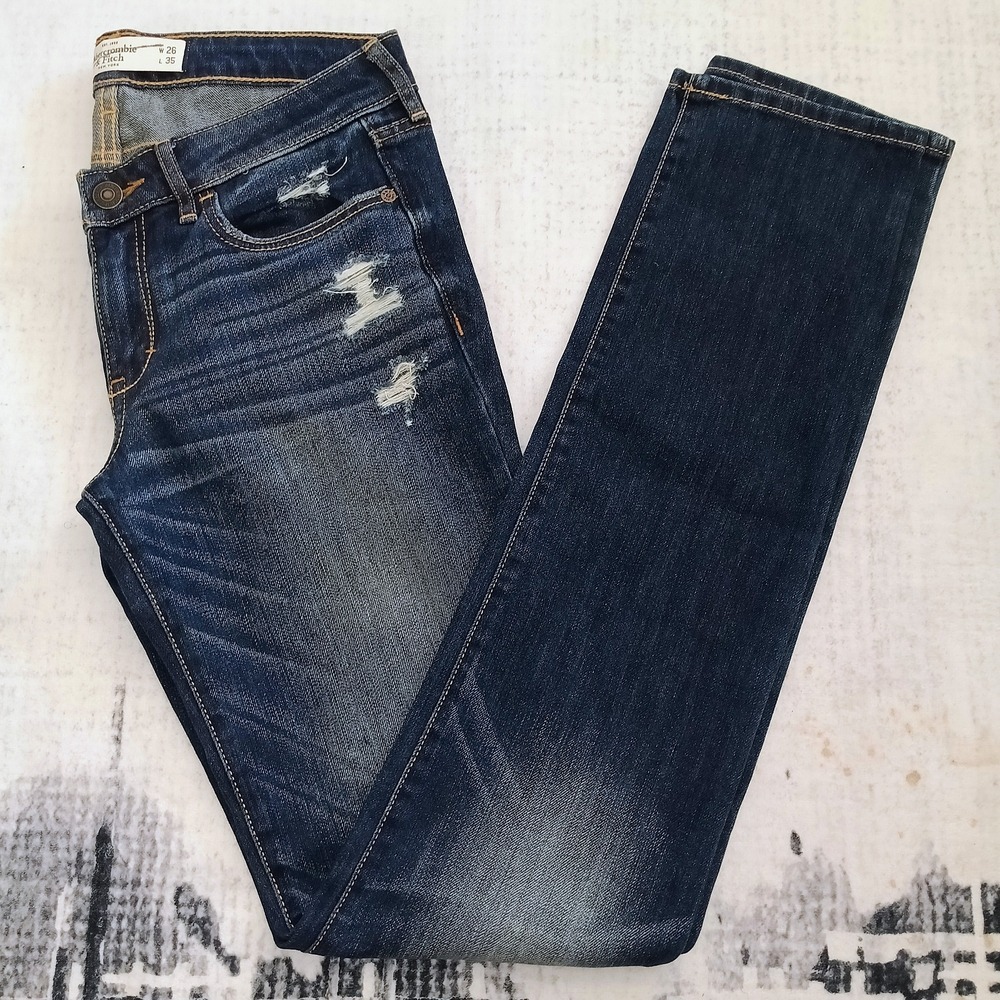 Abercrombie & Fitch Skinny Jeans Womens‎ 26 Blue Excellent Distressed Low Rise